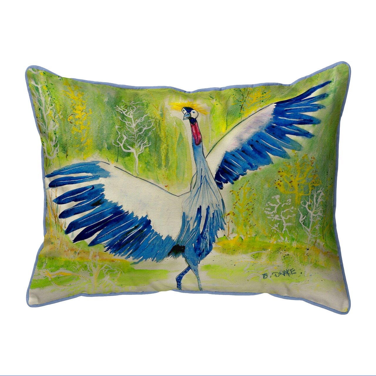 Betsy Drake Dancing Crane Bird Extra Large 20 X 24 Indoor / Outdoor Pillow